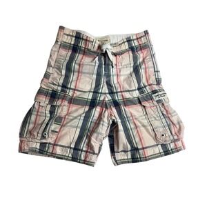 Abercrombie & Fitch Plaid Cargo Shorts Zip Drawstring Men Medium Multicolored‎
